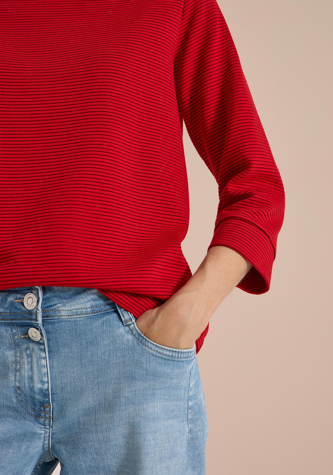 Cecil Ribbed Texture Jumper, Red