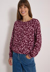 Cecil Abstract Print Long Sleeve Blouse, Wine Multi