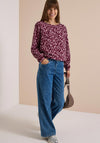 Cecil Abstract Print Long Sleeve Blouse, Wine Multi