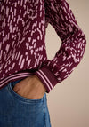 Cecil Abstract Print Long Sleeve Blouse, Wine Multi