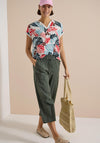 Cecil Leaf Print T-Shirt, Blue Multi