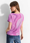 Cecil Burnout Tie Trim Top, Bloomy Pink