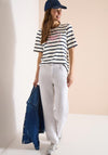 Cecil Striped with Beach Slogan Print T-Shirt, Black and White
