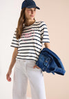 Cecil Striped with Beach Slogan Print T-Shirt, Black and White