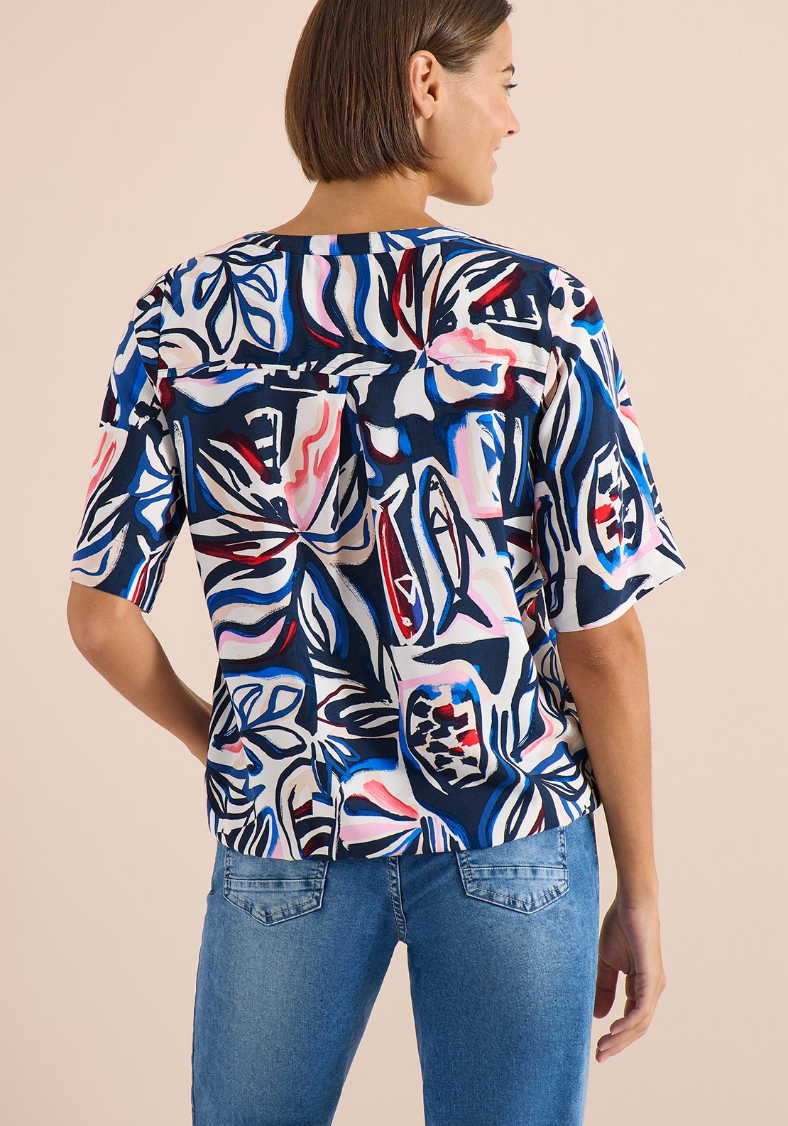 Cecil Botanical Print Button Down Blouse, Blue Multi