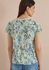 Cecil Notched Neck Abstract Print T-Shirt, Green Multi