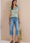 Cecil Notched Neck Abstract Print T-Shirt, Green Multi