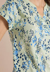 Cecil Notched Neck Abstract Print T-Shirt, Green Multi