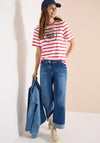 Cecil Striped with Slogan Print T-Shirt, Red and White