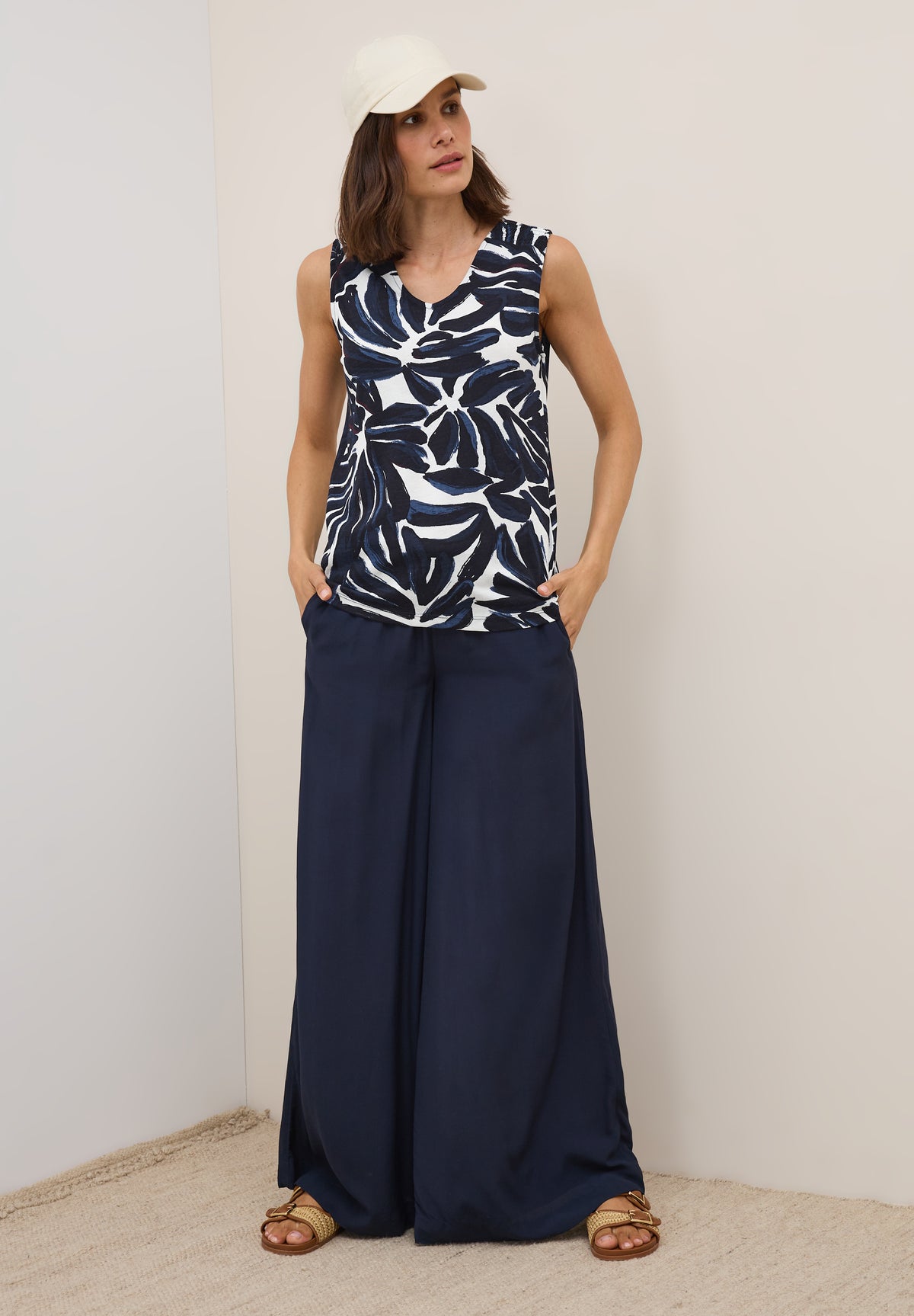 Cecil Ruched Shoulder Blouse, Navy