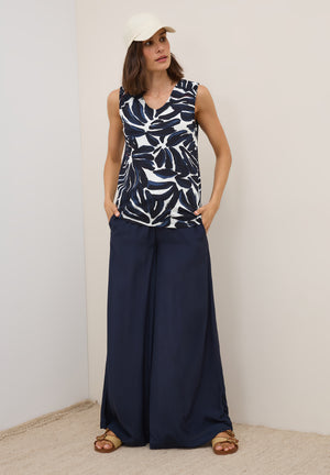 Cecil Ruched Shoulder Blouse, Navy