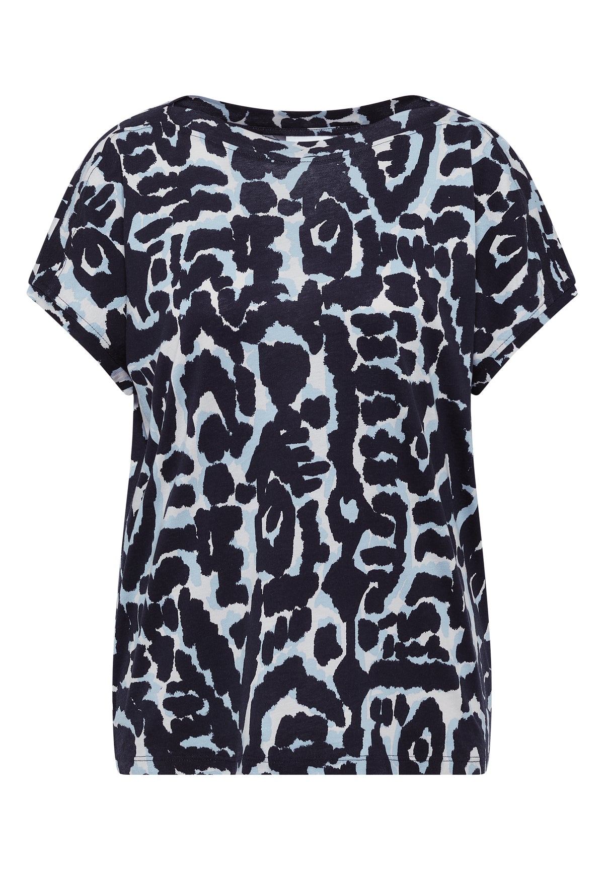 Cecil Boat Neck Abstract Print T-Shirt, Navy