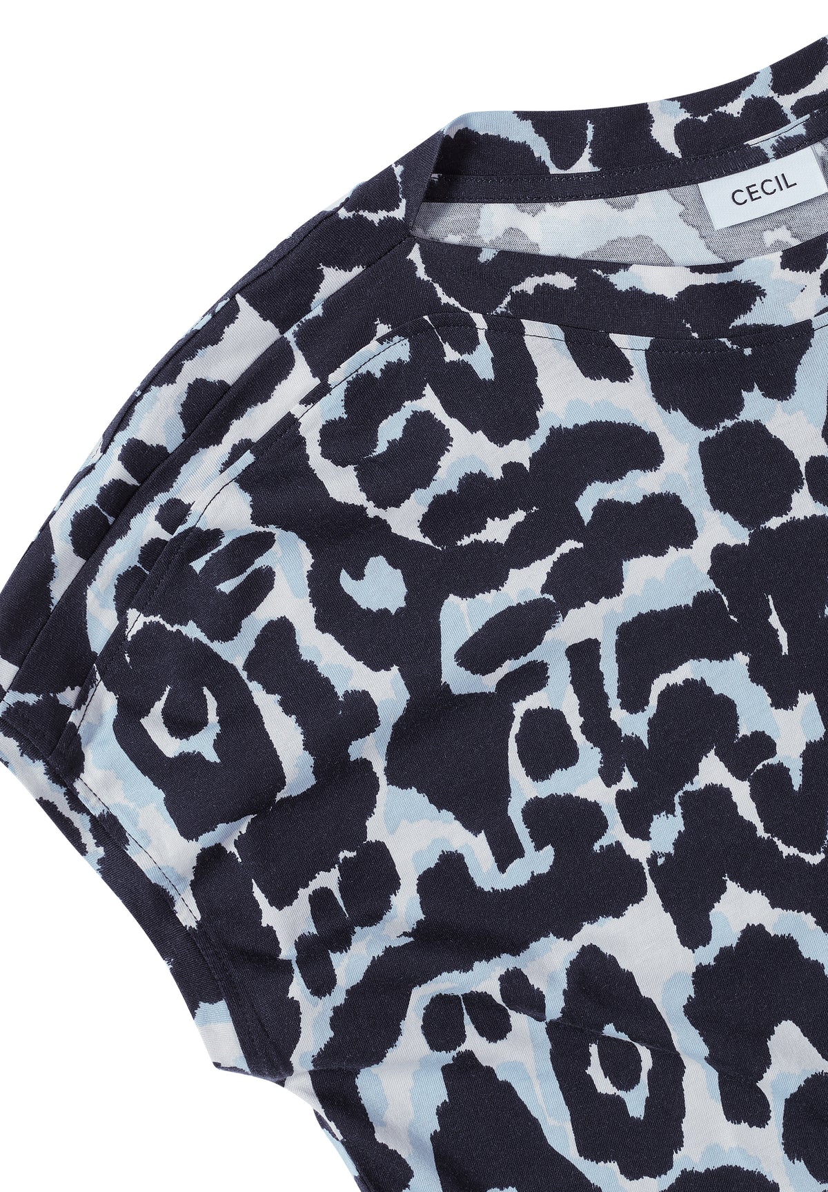 Cecil Boat Neck Abstract Print T-Shirt, Navy