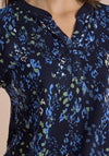 Cecil Notched Neck Abstract Print T-Shirt, Navy Multi