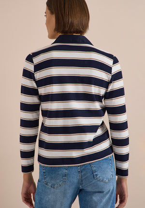 Cecil Striped Polo Jumper, Navy Multi