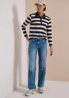 Cecil Striped Polo Jumper, Navy Multi