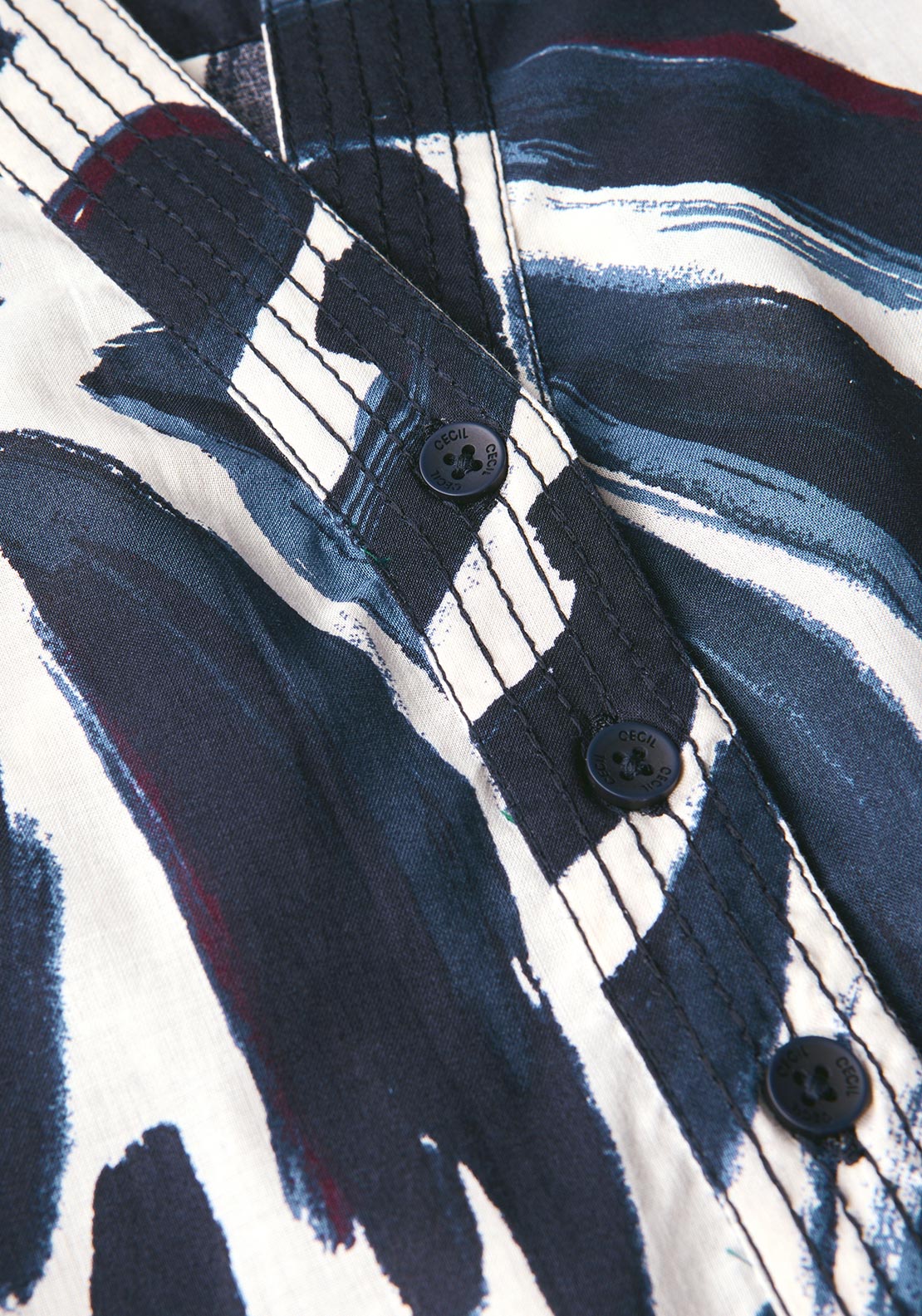 Cecil Printed Light Cotton Blouse, Blue Print