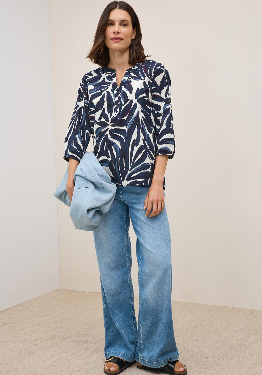 Cecil Printed Light Cotton Blouse, Blue Print