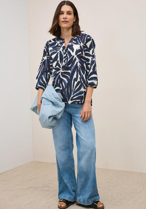 Cecil Printed Light Cotton Blouse, Blue Print