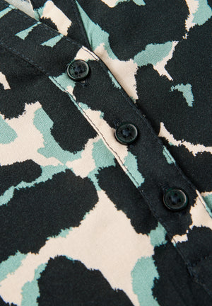 Cecil V-Neck Button Up Abstract Print Blouse, Green