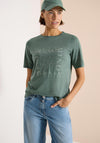 Cecil Print and Rhinestone Detail T-Shirt, Green