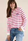 Cecil Striped Contrast Hoodie, Pink