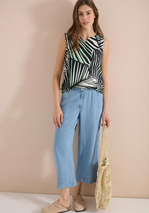 Cecil Abstract Print Sleeveless Top, Green Multi