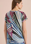 Cecil Mesh Detail Striped T-Shirt, Blue Multi