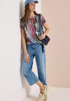 Cecil Mesh Detail Striped T-Shirt, Blue Multi