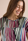 Cecil Mesh Detail Striped T-Shirt, Blue Multi