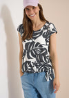 Cecil Leaf Print T-Shirt, Cream and Grey