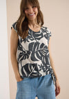 Cecil Leaf Print T-Shirt, Cream and Grey