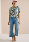 Cecil V-neckline Abstract Print Top, Green Multi