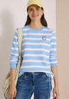 Cecil Striped with Embroidered Detail Jumper, Blue
