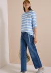 Cecil Striped with Embroidered Detail Jumper, Blue