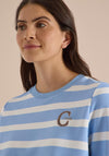 Cecil Striped with Embroidered Detail Jumper, Blue