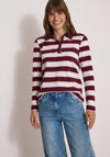 Cecil Striped Polo Jumper, Wine Multi