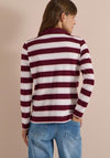 Cecil Striped Polo Jumper, Wine Multi
