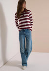 Cecil Striped Polo Jumper, Wine Multi