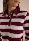 Cecil Striped Polo Jumper, Wine Multi