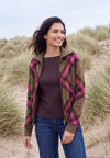 Cecil Full Zip High Neckline Jacket, Brown and Pink