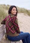 Cecil Full Zip High Neckline Jacket, Brown and Pink