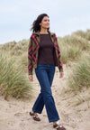 Cecil Full Zip High Neckline Jacket, Brown and Pink