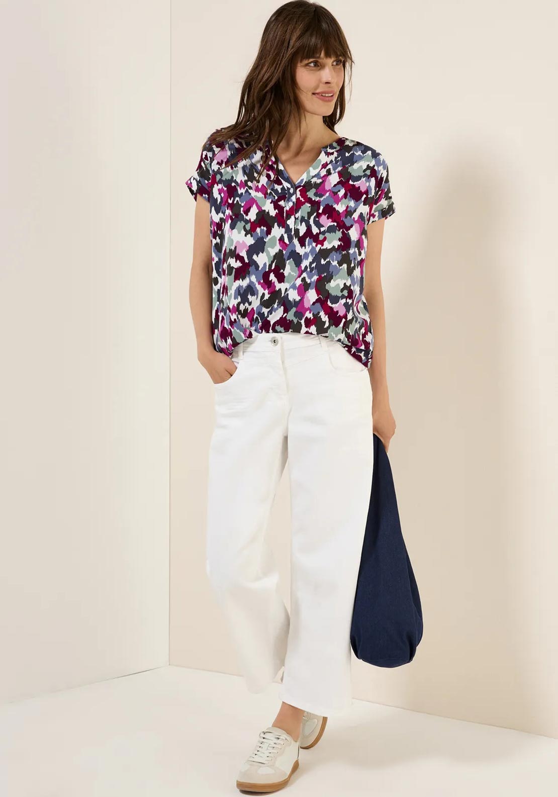 Cecil Short Sleeve Print Blouse, Purple Multi
