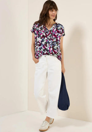 Cecil Short Sleeve Print Blouse, Purple Multi