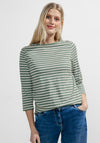 Cecil Boatneck Melange Stripe Top, Green
