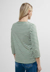 Cecil Boatneck Melange Stripe Top, Green