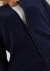 Cecil Zip Closure Ribbed Cardigan, Navy