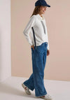 Cecil Round Collar with Drawstrings Top, Off-White