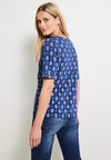 Cecil Drawstring Print Shirt, Blue Sea